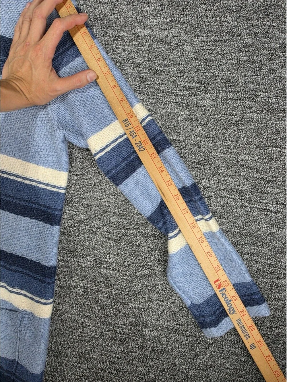 Chaps Denim Knit Cardigan Sweater Mens XL Blue Striped Hooded Toggle Long Sleeve
